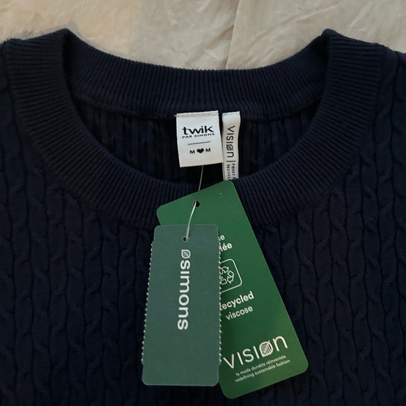 Navy blue cable knit Sweater - Picture 2 of 2